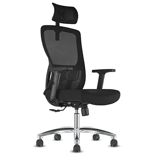 Produktbild: Bürostuhl Ergonomisch,Schreibtischstuhl mit verstellbarer Kopfstütze, Armlehnen und Lendenwirbelstütze, Drehstuhl aus Mesh,höhenverstellbarer Chefsessel,Computerstuhl Wippfunktion,Belastbarkeit 150kg