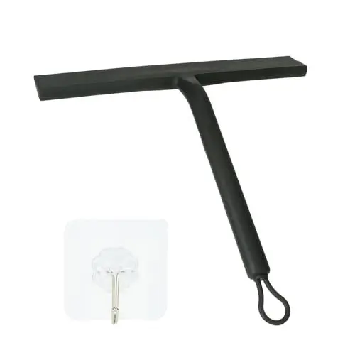 Produktbild: SVNR 21cm Duschabzieher Schwarz aus Silikon, Ohne Bohren, für Dusche, Glastüren, Spiegel, Glas-Reinigung, Fliesen
