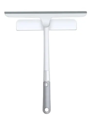 Produktbild: Rixotix Duschabzieher mit Plüschbürstenkopf, Silikon-Abzieher Dusche, Hygienischer Abzieher für Badezimmer, Duschwand & Fenster, Badezimmer Zubehör, 28cm Duschabzieher(Weiß)