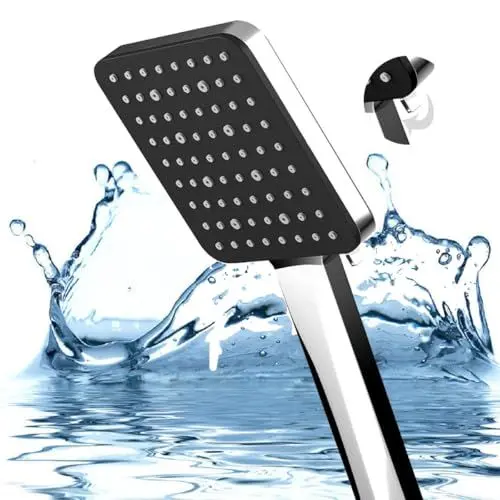 Produktbild: Duschkopf Regendusche, Handbrause Duschkopf Wassersparender Gross, Duschbrause mit Druckerhöhung für höher Wasserdruck, Hochdruck Duschkopf mit 6 Strahlarten (ohne Schlauch)