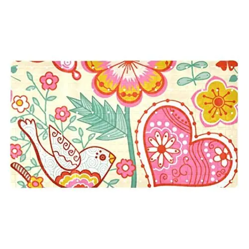 Produktbild: Duschmatte für Badewanne,PVC-Badewannenmatte,Blume Herz Vogel Schmetterling Frühling,Bodenmatte,rutschfeste Matte,Badezimmermatte