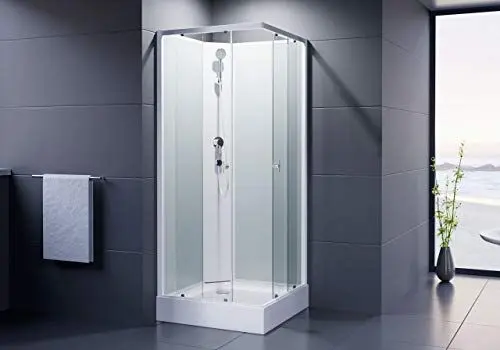 Produktbild: Duschmeister Komplettdusche Fertigdusche Astoria 80 cm, 195 cm hoch Duschkabine Eckdusche Eckeinstieg mit vier Wänden rundum geschlossen komplett Dusche