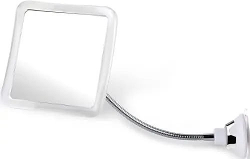Produktbild: Duschspiegel Antibeschlag mit Saugnapf, Rasierspiegel Dusche, Spiegel Dusche Beschlagfrei für Bad, Flexible Height Fogless Shower Mirror - Ohne Vergrößerung, 16x16 cm (Flexibel)