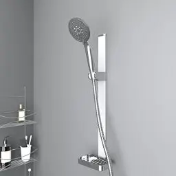 Produktbild: Duschstange Duschbrause Duschkopf Halter Ohne Bohren 3M Kleber (Mit Brausekopf)
