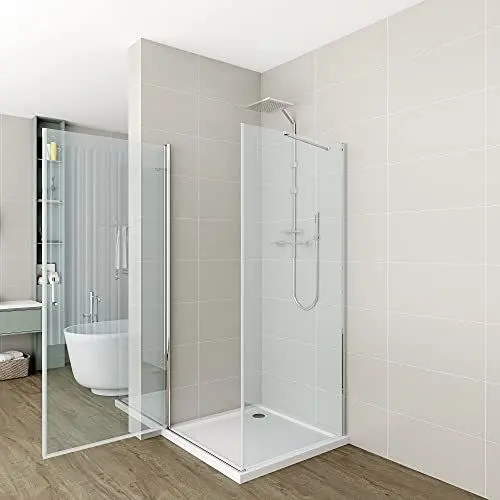 Produktbild: Duschtür 80x90,Pendeltür Schwingtür Rahmenlos mit Seitenwand 80 oder 90 Duschabtrennung 6mm ESG klares Sicherheitsglas NANO Glas Höhe 195cm