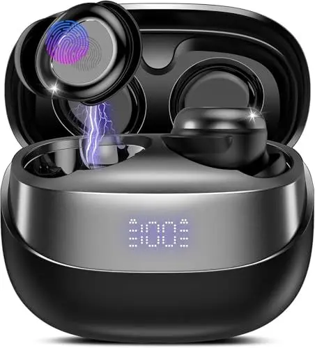 Produktbild: DUSONLAP Bluetooth Kopfhörer, 2025 Mini In Ear Kopfhörer Kabellos Bluetooth 5.4 HiFi Immersiv Sound, 47Std Spielzeit Schlafkopfhörer mit Passiver Geräuschmaskierung, LED-Anzeige Earbuds für Schlaf