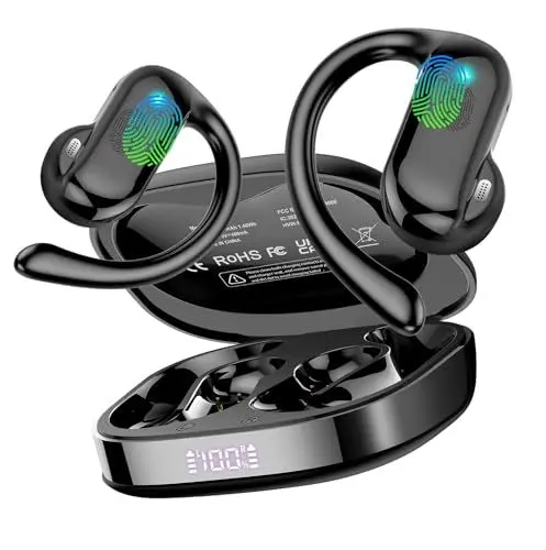 Produktbild: DUSONLAP Open Ear Kopfhörer Bluetooth 5.4 HiFi Stereo, Kopfhörer Kabellos Bluetooth mit ENC Noise Cancelling Mic, 32 Std Ohrhörer mit Ohrhaken, IP7 Wasserfest Sportkopfhörer für Laufen/Fitness/Reiten