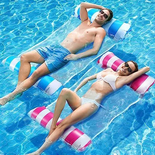 Produktbild: Dusor Luftmatratze Pool Zubehör 2Stück, XL Luftmatratze Wasser Hängematte, Aufblasbare Pool Spielzeug Wasserhängematte 4 In 1, Luftmatratze Pool Erwachsene, Wasserspielzeug für Erwachsene und Kinder