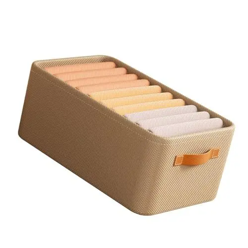 Produktbild: Dussdote Aufbewahrungsbox, faltbarer Kleidungsorganisator mit großer Kapazität aus Vliesstoff mit Schublade (Großes Khaki 16,9 x 9,6 x 9,4 Zoll)