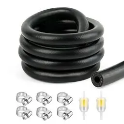 Produktbild: Dutreg 6mm Kraftstoffgasleitung 1/4” Benzinschläuche Kit 1 Meter kraftstoffschlauch, 2 Kraftstofffilter mit 6 Schlauchschellen für Motorrad Rasenmäher LKW PKW