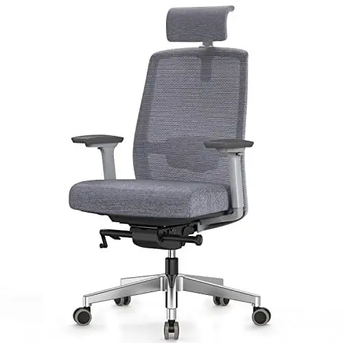 Produktbild: Duwinson Ergonomischer Bürostuhl mit 4-Wege-Verstellarmlehne, Schreibtischstuhl Netzrückenstütze, Höhenverstellbar Drehstuhl, Wippfunktion, Verstellbarer Kopfstütze und Gepolsterter Lordosenstütze