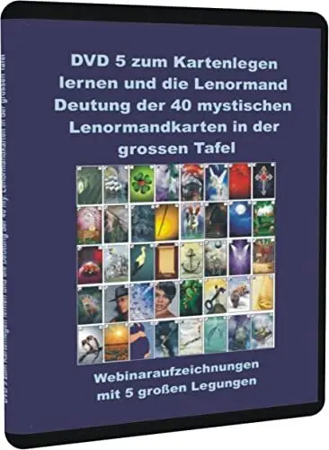 Produktbild: DVD 5 zum Kartenlegen lernen und die Lenormand Deutung der 40 mystischen Lenormandkarten in der grossen Tafel: Webinaraufzeichnungen mit 5 großen Legungen