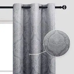 Produktbild: DWCN Ombre Blickdicht Vorhänge für Schlafzimmer - Damast Gemustert Energieeinsparung Ösen Vorhänge für Wohnzimmer,2 Stück Gradienen Vorhänge,183x117cm(HxB),Grau
