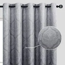 Produktbild: DWCN Ombre Blickdicht Vorhänge für Schlafzimmer - Damast Gemustert Energieeinsparung Ösen Vorhänge für Wohnzimmer,2 Stück Gradienen Vorhänge,183x167cm(HxB),Grau