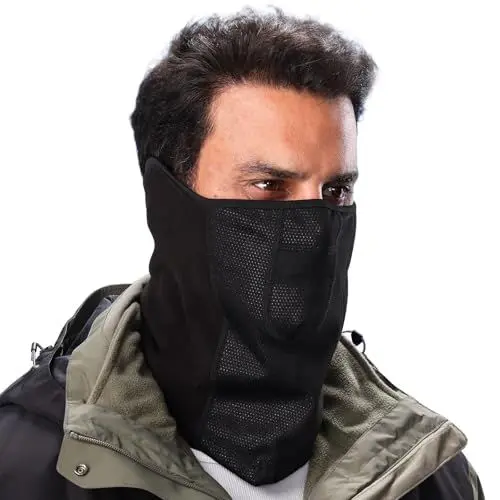 Produktbild: Dwenarry Halbe Sturmhaube Winter Ski Balaclava für Herren und Damen, Skimaske Schwarz Gesichtshaube für Outdoor Sports