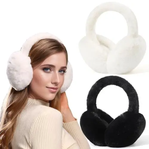 Produktbild: Dwenarry Ohrenwärmer Damen Winter Plüsch Ohrenschützer Flauschig Ohrenwärmer Wärme Faltbare Ohrwärmer 2 Stücke