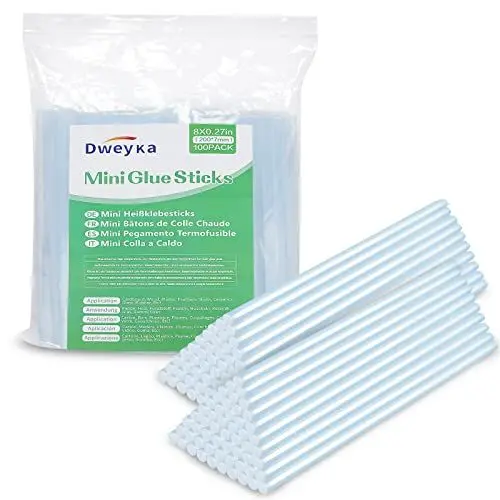 Produktbild: Dweyka Klebesticks 100 Stücke Ø7mm x 200 mm, Heißkleber für Kleine Heißklebepistolen 7 mm x Länge 200 mm, Transparent Lösemittelfrei Schnelltrocknend