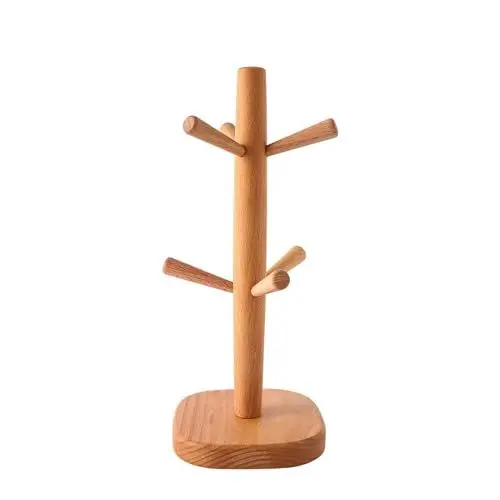 Produktbild: Dxcaicc Kaffeetassenhalter Für Arbeitsplatte, Kaffeebecher-Baum Mit 6 Haken, Becherregal, Hölzerner Kaffeetasse-Halter-Stand Für Küchen-Dekor,1 Piece