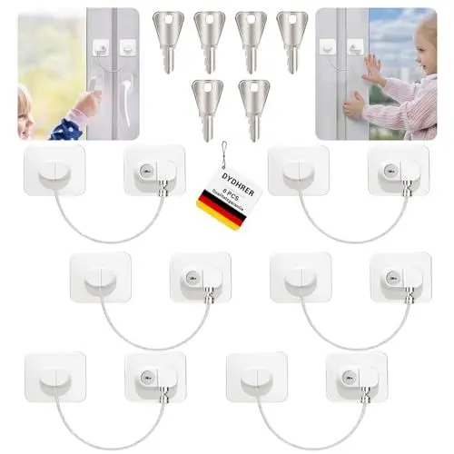 Produktbild: DYDHRER 6 PCS kühlschrank schloss, kühlschrankschloss ohne bohren, Kühlschrankschloss mit 6 Schlüsseln, kindersicherung fenster, kühlschrankschlösser für Kühlschrank, Tür Schränke, Fenster