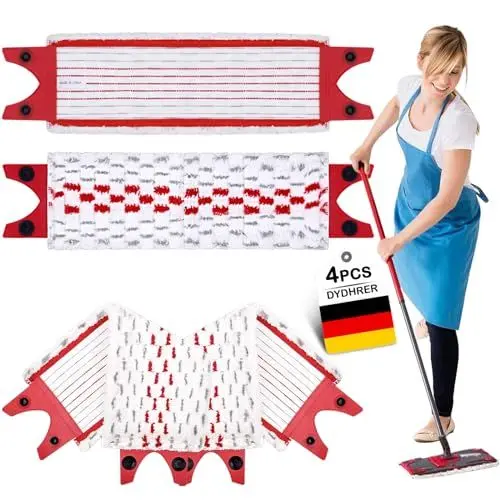 Produktbild: DYDHRER Bodenwischer Ersatzbezug, 4 Stück Wischmopp Bezug für vileda, Ersatzköpfe Wischbezug, Ersatzbezug Mop für vileda ultramax,Empfindliche Böden, Flecken Entfernen Waschbar(4)
