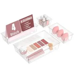 Produktbild: DYDHRER Schubladen Organizer, schubladen ordnungssystem mit 4 Größen, schubladenorganizer Tablett für Kosmetik, Schmuck, Schminktisch, Badezimmer, Küchenutensilien und Büroschreibtisch