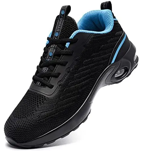 Produktbild: DYKHMILY Arbeitsschuhe Herren Sicherheitsschuhe leicht stahlkappenschuhe Luftkissen Atmungsaktiv (Schwarz Blau,42.5EU)