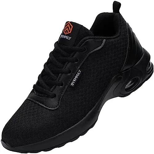 Produktbild: DYKHMILY Sicherheitsschuhe Damen Arbeitsschuhe Leicht Luftkissen Schutzschuhe mit Stahlkappen Sportlich Atmungsaktiv rutschfest Bequem (Schwarz, 37 EU)