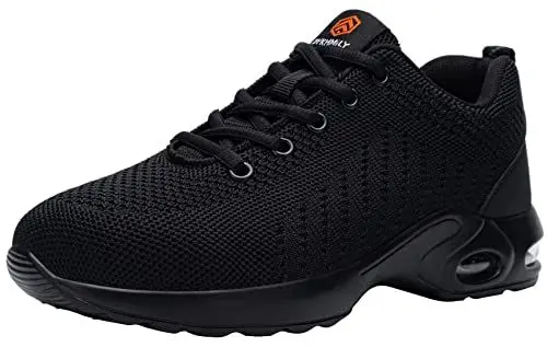 Produktbild: DYKHMILY Sicherheitsschuhe Damen Leicht Luftkissen Arbeitsschuhe mit Stahlkappe Atmungsaktiv Sportlich Schutzschuhe Industrie Handwerk Sneaker(Schwarz,36EU)