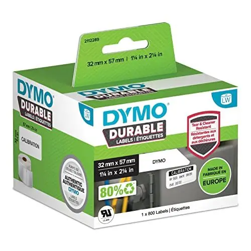 Produktbild: DYMO 2112289 Etiketten Rolle 57 x 32mm Polypropylen-Folie Weiß 800 St. Permanent Universal-Etikette