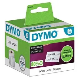 Produktbild: DYMO Original LabelWriter Etiketten für kleine Namensschilder | 41 mm x 89 mm | Rolle mit 300 leicht ablösbaren Etiketten | selbstklebend | für LabelWriter Etikettendrucker und Beschriftungsgerät