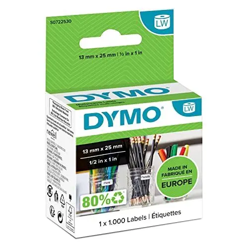Produktbild: DYMO Original LabelWriter Mehrzwecketiketten (Klein) | 13 mm x 25 mm | Rolle mit 1.000 leicht ablösbaren Etiketten | selbstklebend | für LabelWriter Etikettendrucker und Beschriftungsgerät