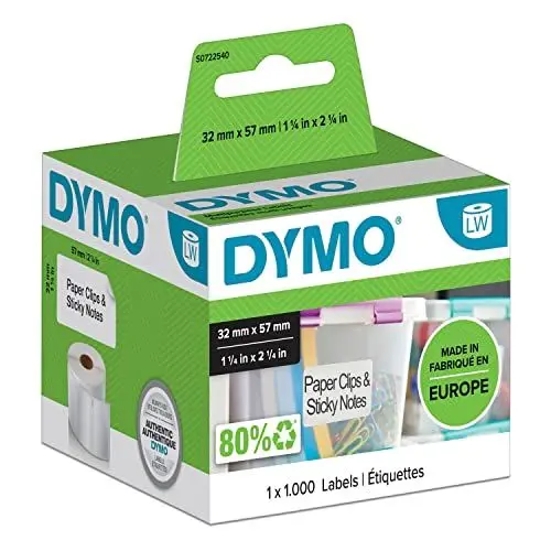 Produktbild: DYMO Original LabelWriter Mehrzwecketiketten | 57 mm x 32 mm | Rolle mit 1.000 leicht ablösbaren Etiketten | selbstklebend | für LabelWriter Etikettendrucker und Beschriftungsgerät