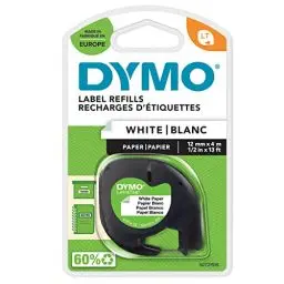 Produktbild: DYMO Original LetraTag Papier Etikettenband | schwarz auf weiß | 12 mm x 4 m | selbstklebendes Papier Schriftband | für LetraTag-Beschriftungsgerät