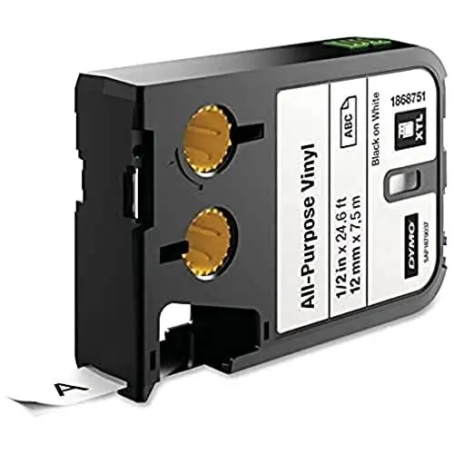 Produktbild: DYMO XTL Allzweck-Vinyletikett | 12 mm x 7 m | Schwarz auf Weiß