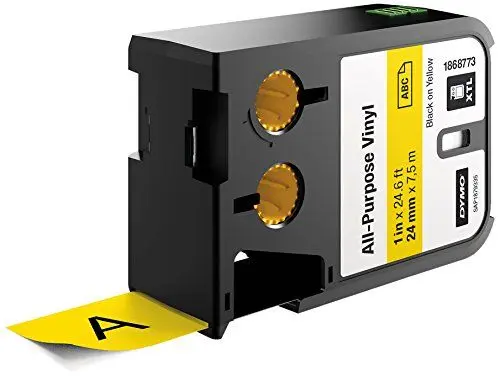 Produktbild: DYMO XTL Allzweck-Vinyletikett | 24 mm x 7 m | Schwarz auf Gelb