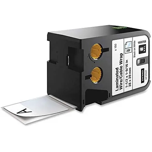 Produktbild: Dymo XTL Laminiertes Kabeletikett | Vinyl | selbstlaminierend 38 x 39 mm | 150 Etiketten | schwarz auf weiß
