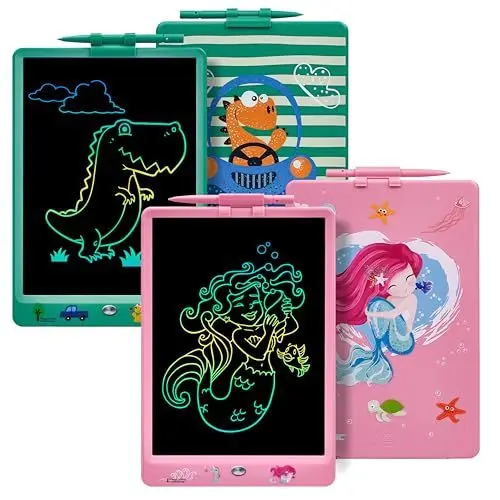 Produktbild: DYNASONIC (Pack 2 DYNA-PM) Farb-LCD-Schreibtablett, 10 Zoll für Kinder, Magnettafel zum Zeichnen, Lernspielzeug, Geschenk für Kinder, Whiteboard
