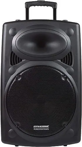 Produktbild: DYNASONIC - Dynapro 15' (neueste Generation) Tragbarer Lautsprecher Professionelles Audio System Leistung 800W - USB Bluetooth FM Radio Mikrofone, Schwarz - Autonomie 4-5h