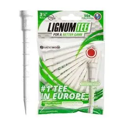 Produktbild: Dynatour Lignum Golf Tees Weiß 82mm - 12 Stück - Microwood mit Distance-Ring-System