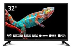 Produktbild: DYON Enter 32 Pro X2 (2024) 80 cm (32 Zoll) Fernseher (Triple Tuner (DVB-C/-S2/-T2), Hotelmodus, USB-Media Play.) Schwarz