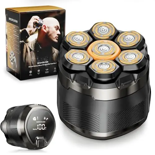 Produktbild: Dyoonoer Glatzen Rasierer Herren Elektrisch: Glatze Wasserdicht 7D Flexibler Kopfrasierer - Magnetische Schwebender Kopf mit LED Anzeige - Ideal für empfindliche Haut und Reisepflege - Smart Magnet