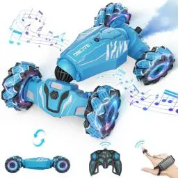 Produktbild: Dysaim Ferngesteuertes Auto ab 6 7 8 9 10 12 Jahre, 4WD RC Auto mit Handsteuerung, 2.4Ghz 360°Drehung Drift Stunt Car mit Licht Musik Spray, Weihnachten Geschenke Spielzeug für Jungen Mädchen, Blau