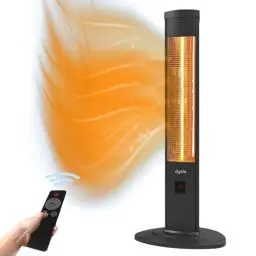 Produktbild: Dysis 2000 Watt Stand Heizstrahler, 4 Heizstufen mit Fernbedienung, Infrarotstrahler für Innen- & Außenbereich, IP20, Digitalanzeige, Timer, Thermostat, Schwarz