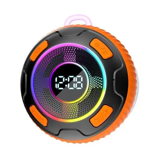 Produktbild: Dyurwa Bluetooth Lautsprecher, 2024 Klein Musikbox Bluetooth, IPX7 wasserdichte Starkem Bass mit Bass-Radiatoren, Shower Speaker mit Saugnapf inteagriertes Mikrofon Geschenke für Badezimmer Party