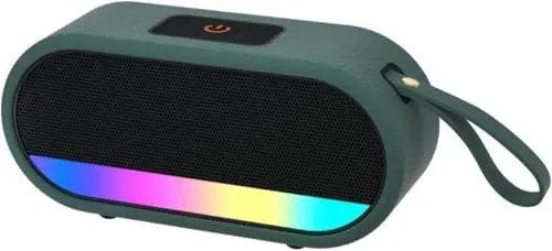 Produktbild: Dyurwa Tragbarer leistungsstarker Bluetooth-Lautsprecher mit 3 Sound-Effekten Stereo HiFi Bass, Bluetooth-Lautsprecher TWS 10H Laufzeit, mit RGB-Licht, Grün
