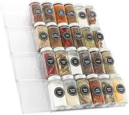Produktbild: Dyzena Gewürzregal Schublade Acryl-Gewürz Schubladeneinsatz,Erweiterbar von 27 bis 54cm,Gewürzschublade Ordnungssystem für Küche, Arbeitsplatte,Schrank,Regal,4 Etagen,4er Set,Transparent