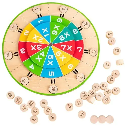 Produktbild: Dzmuero 1x1 Lernen Spiel, Multiplikationsbrett, Montessori Multiplikationstafel aus Holz für Kinder, 1x1 Lern Drehscheibe, Mathematik-Lernspielzeug, Mathe-Lernbrett