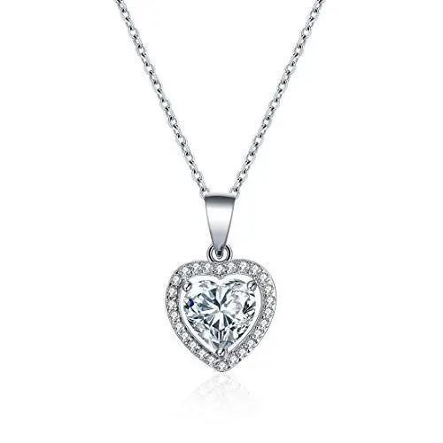 Produktbild: E Jewellery Damen Halskette 925 Silber, Herzen Anhänger Ketten für Damen, Doppeltes Liebesherz 925 Sterling Silber Rhodiniert Anhänger Ketten
