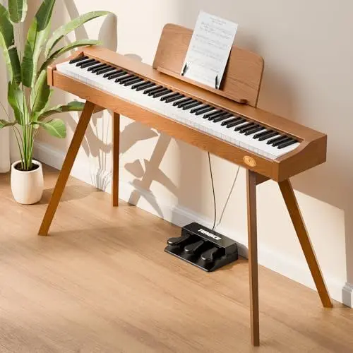 Produktbild: E Piano 88 Tasten Hammermechanik : TERENCE Keyboard Piano 88 Tasten mit Ständer Klavier mit 20W Lautsprecher Dreifachpedal Unterstützung Videoaufnahmen MIDI Bluetooth Kopfhöreranschluss (P37ZT02)