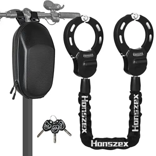 Produktbild: E Scooter Schloss, Handschellenschloss mit Schlüssel, Schloss für E Scooter, Fahrradschloss Ebike Hohe Sicherheit, Gummi-Lock-Hülse gegen Kratzer, mit Tragbaren Wasserdicht Aufhängetasche